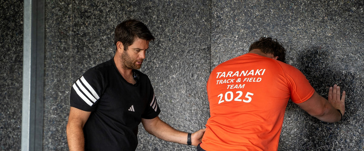 Aaron Zimmerman guiding a Taranaki athlete through a single leg assessment