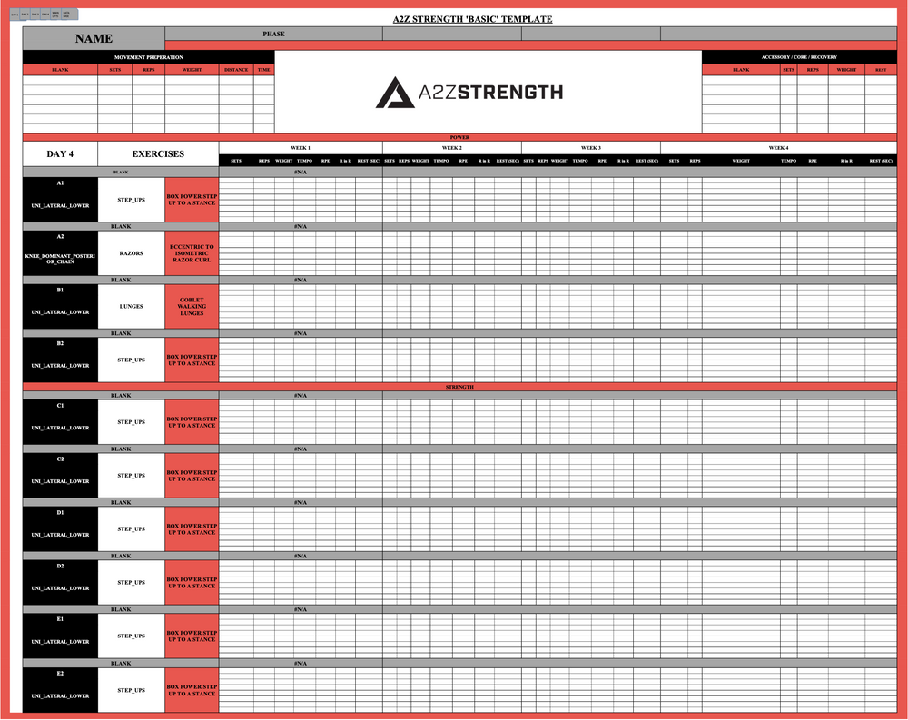 Strength Training Template Excel